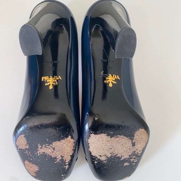 PRADA Two-Tone Patent Leather Cap-Toe Pumps - Picture 10 of 13